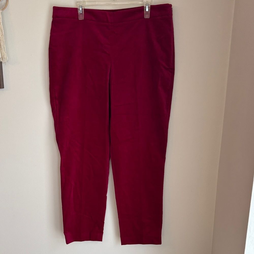 Talbots velvet curvy deep pink red jewel tone Women's straight leg Pants 16 NWT